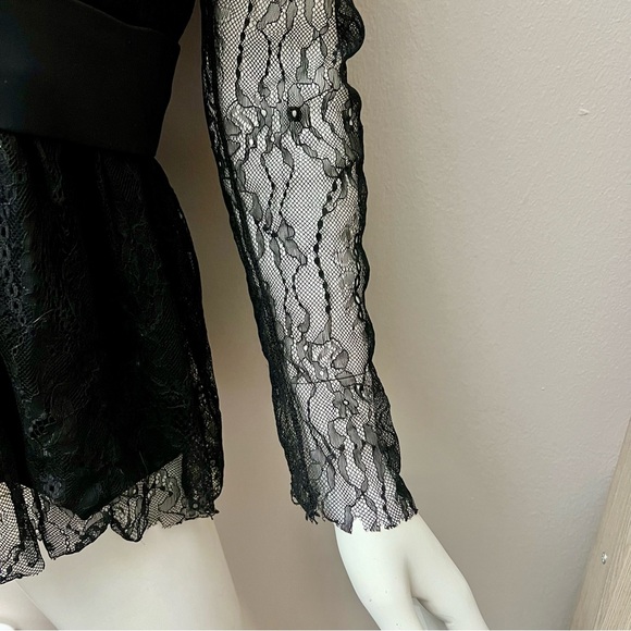 €345 CHRISTIES A PORTER Black Lace Top Blouse Size 42/S Partly Lined - Picture 3 of 6